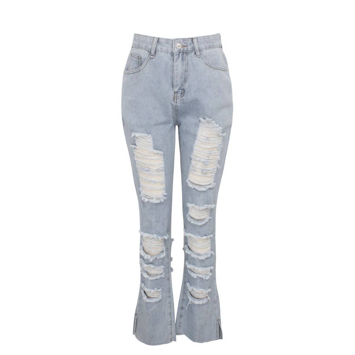 WOMENS HOLE TASSEL STRAIGHT DENIM PANTS_CWJP0085 - So•phis•ti•hood Boutique