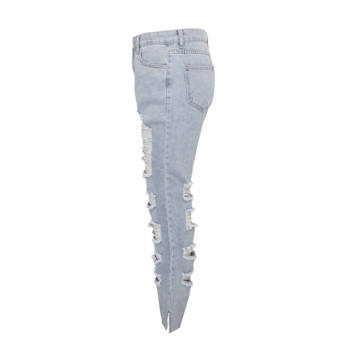 WOMENS HOLE TASSEL STRAIGHT DENIM PANTS_CWJP0085 - So•phis•ti•hood Boutique