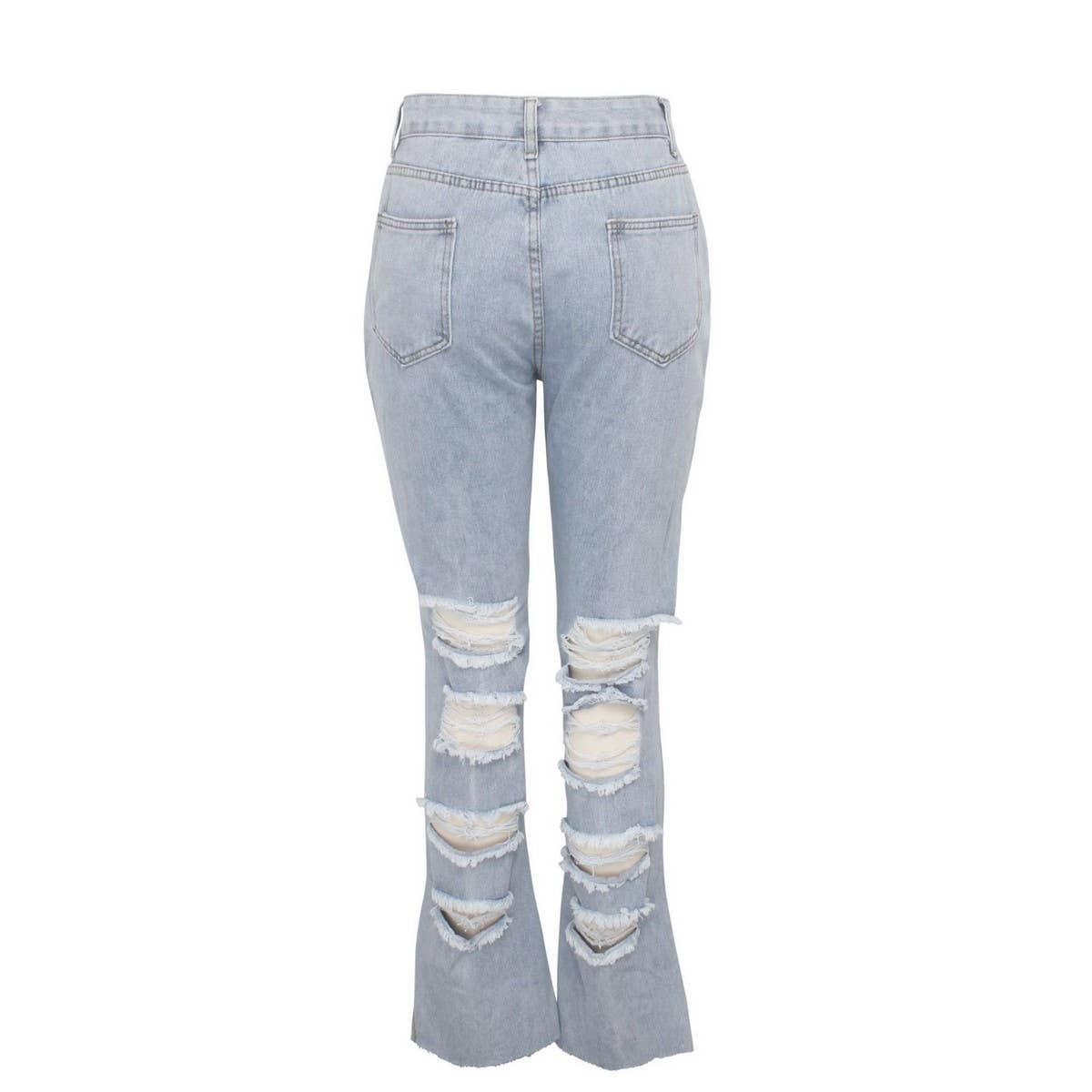 WOMENS HOLE TASSEL STRAIGHT DENIM PANTS_CWJP0085 - So•phis•ti•hood Boutique