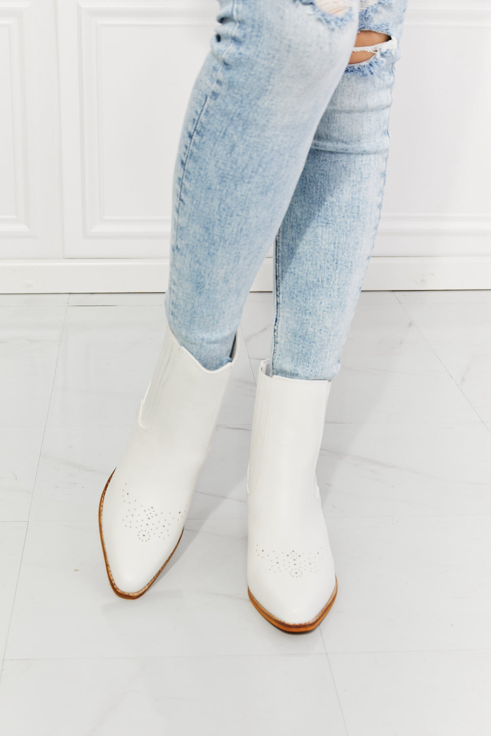 MMShoes Love the Journey Stacked Heel Chelsea Boot in White - So•phis•ti•hood Boutique