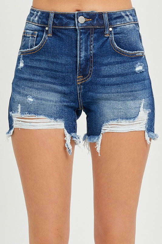 RISEN Full Size High Rise Distressed Denim Shorts - So•phis•ti•hood Boutique