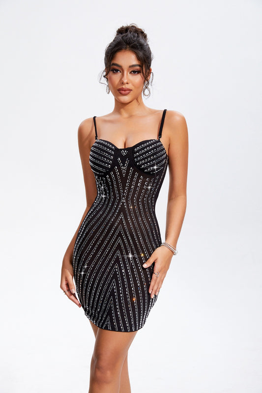 Rhinestone Sweetheart Neck Cami Dress