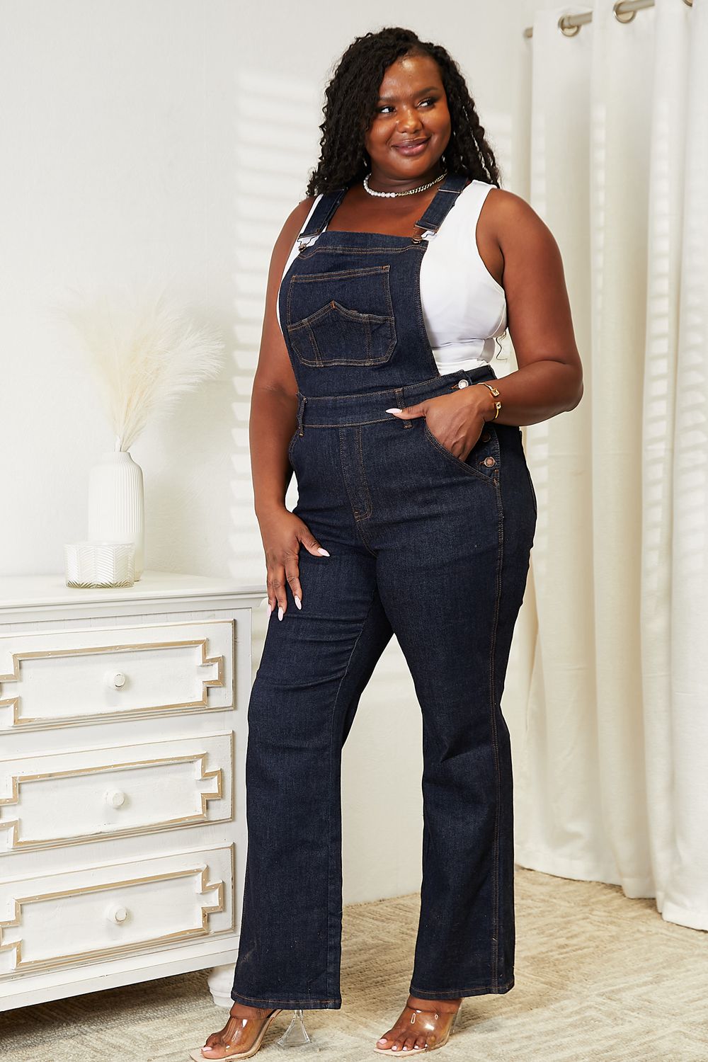 Judy Blue Full Size High Waist Classic Denim Overalls - So•phis•ti•hood Boutique