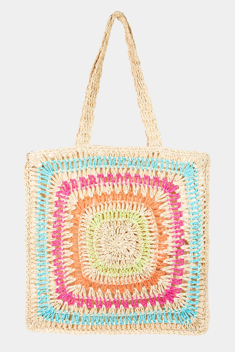 Fame Rainbow Crochet Knit Tote Bag - So•phis•ti•hood Boutique