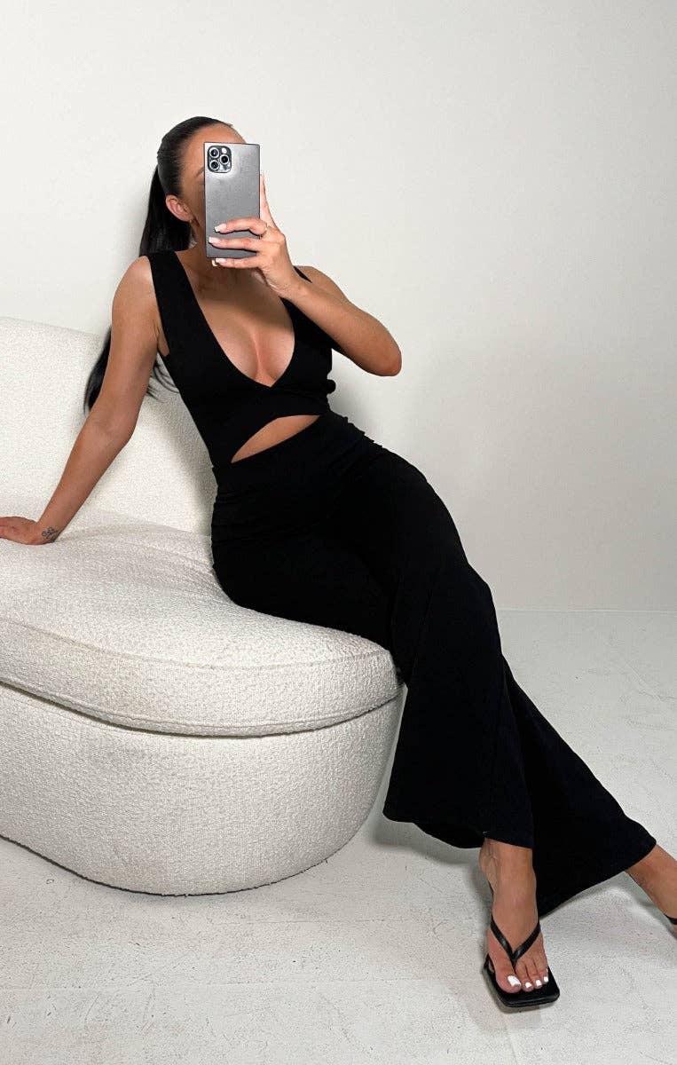 Black Cut Out Wide Leg Jumpsuit - Louisa - So•phis•ti•hood Boutique