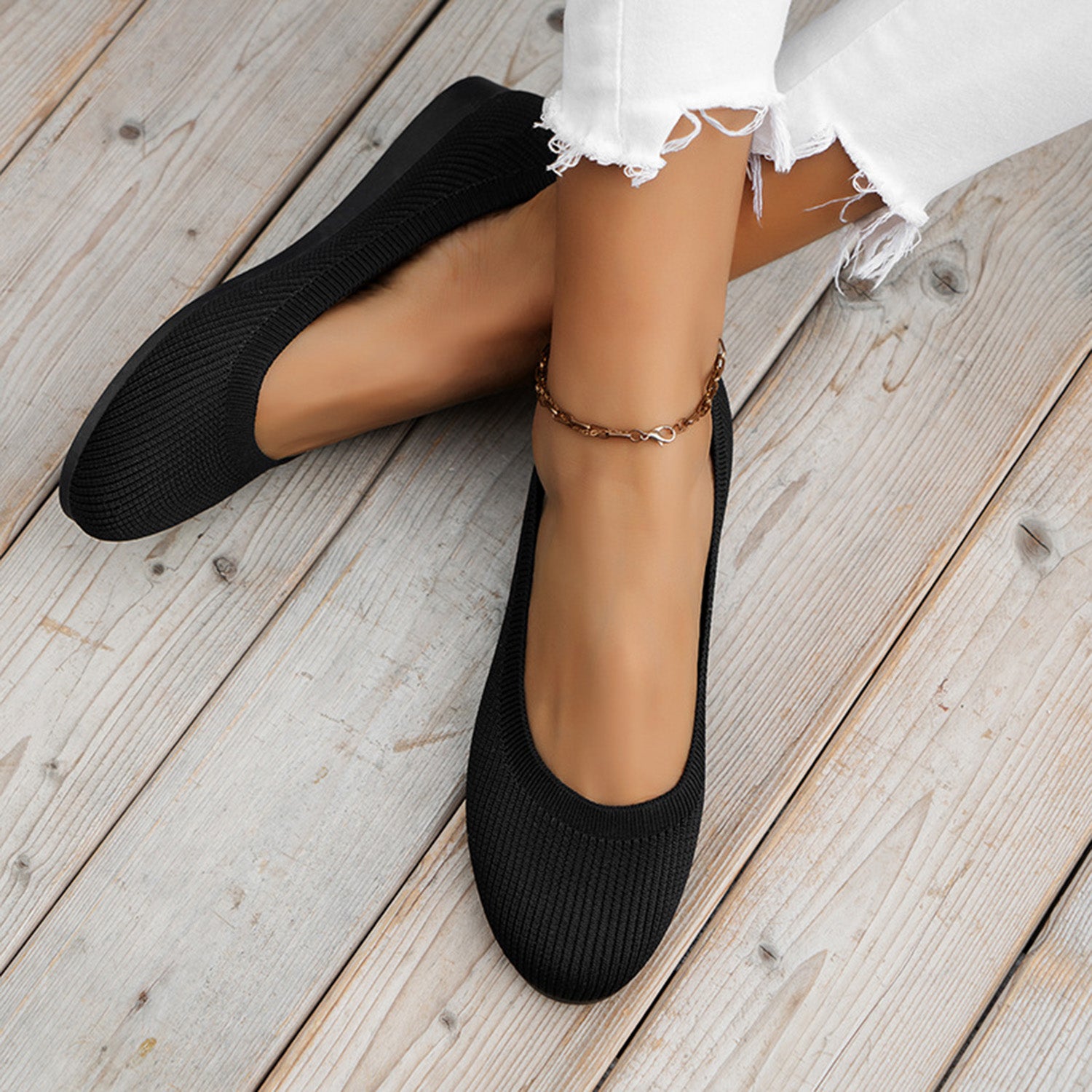 Round Toe Knit Ballet Flats - So•phis•ti•hood Boutique