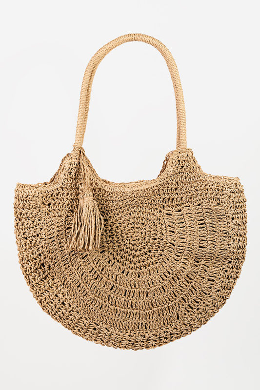 Fame Straw Braided Tote Bag with Tassel - So•phis•ti•hood Boutique