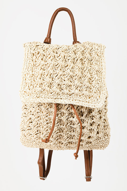 Fame Straw Braided Faux Leather Strap Backpack Bag - So•phis•ti•hood Boutique