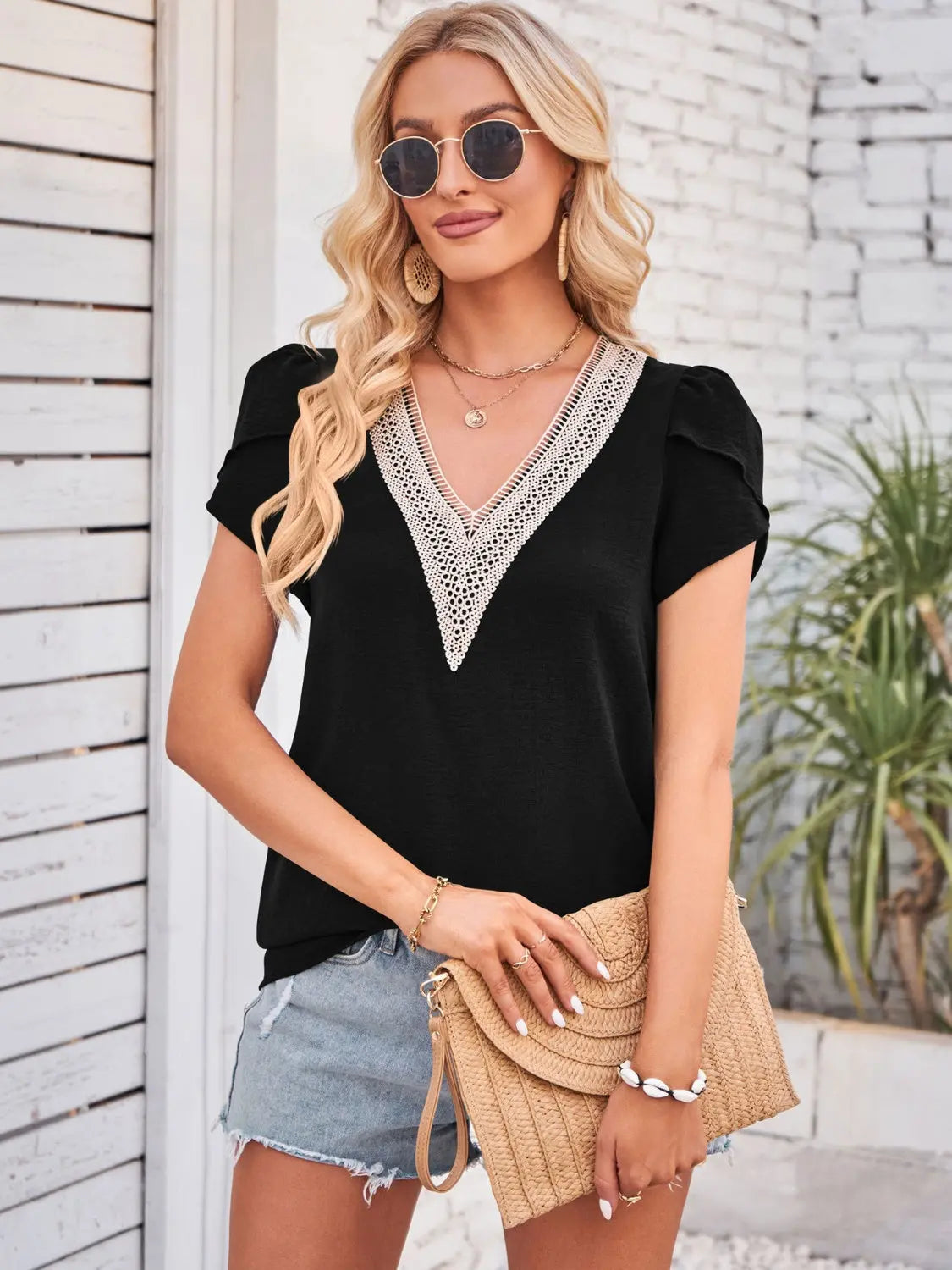 V-Neck Petal Sleeve Blouse - So•phis•ti•hood Boutique