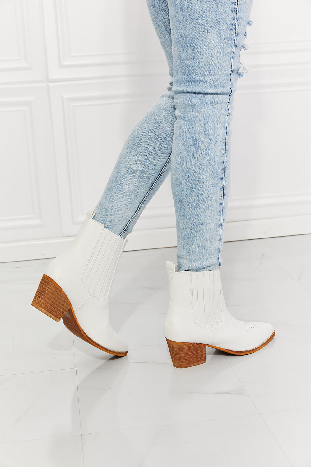 MMShoes Love the Journey Stacked Heel Chelsea Boot in White - So•phis•ti•hood Boutique