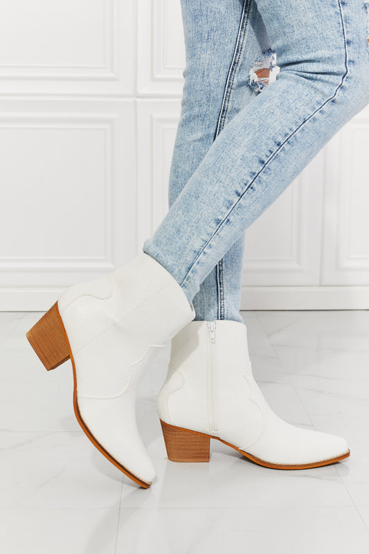 MMShoes Watertower Town Faux Leather Western Ankle Boots in White - So•phis•ti•hood Boutique