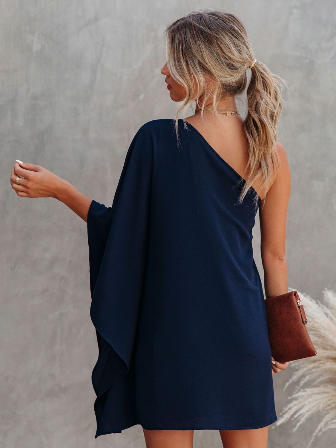 Single Shoulder Kimono Sleeve Mini Dress - So•phis•ti•hood Boutique