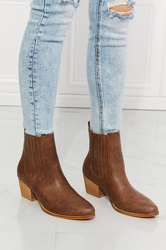 MMShoes Love the Journey Stacked Heel Chelsea Boot in Chestnut - So•phis•ti•hood Boutique