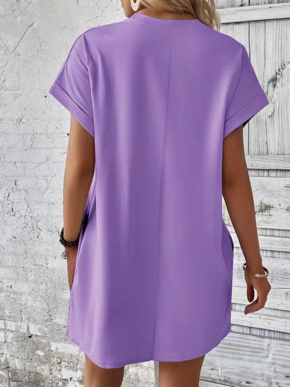 Pocketed Round Neck Short Sleeve Dress - So•phis•ti•hood Boutique