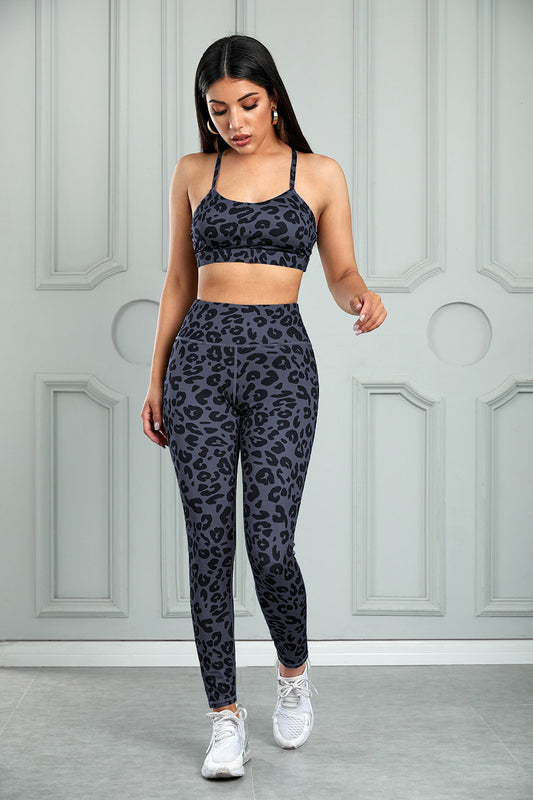 Leopard Cutout Sports Bra and Leggings Set - So•phis•ti•hood Boutique