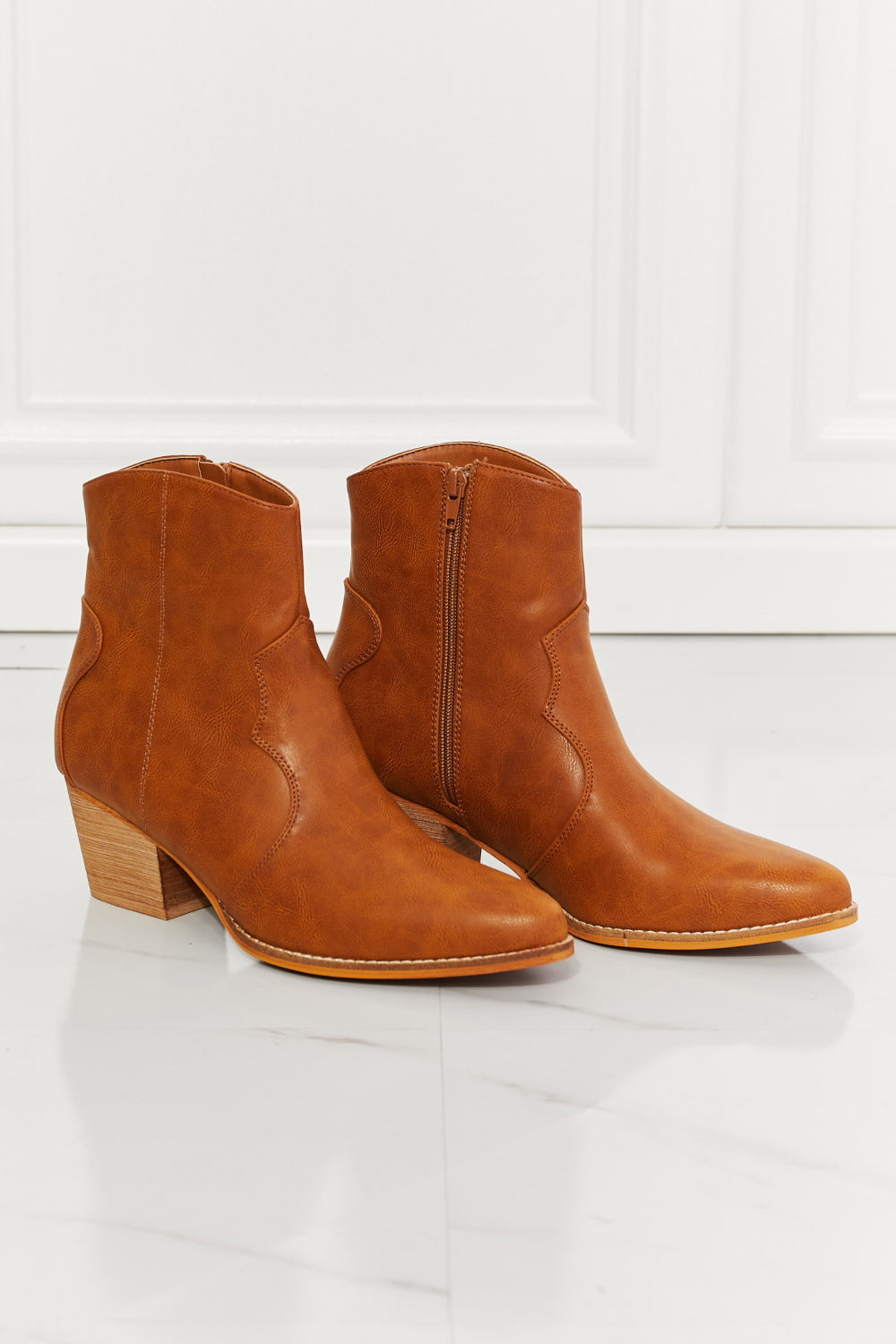 MMShoes Watertower Town Faux Leather Western Ankle Boots in Ochre - So•phis•ti•hood Boutique