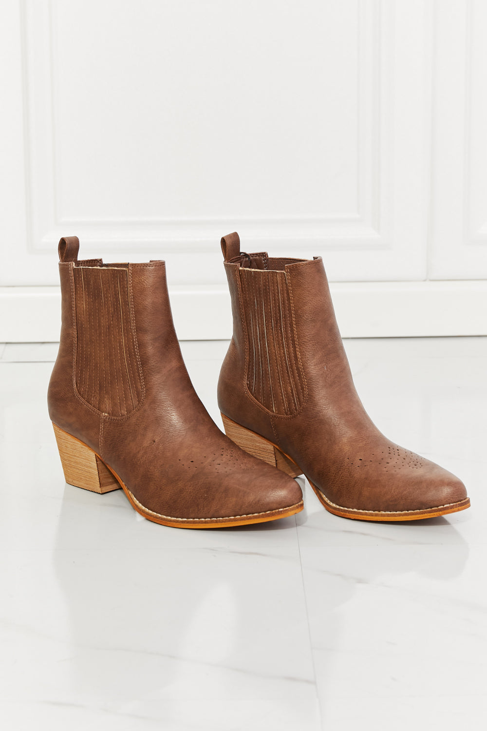 MMShoes Love the Journey Stacked Heel Chelsea Boot in Chestnut - So•phis•ti•hood Boutique