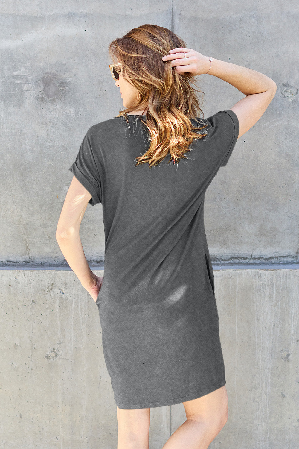 Basic Bae Full Size Round Neck Short Sleeve Dress with Pockets - So•phis•ti•hood Boutique