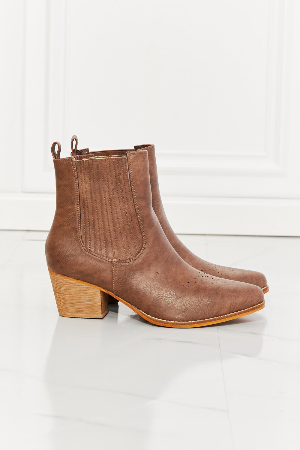 MMShoes Love the Journey Stacked Heel Chelsea Boot in Chestnut - So•phis•ti•hood Boutique