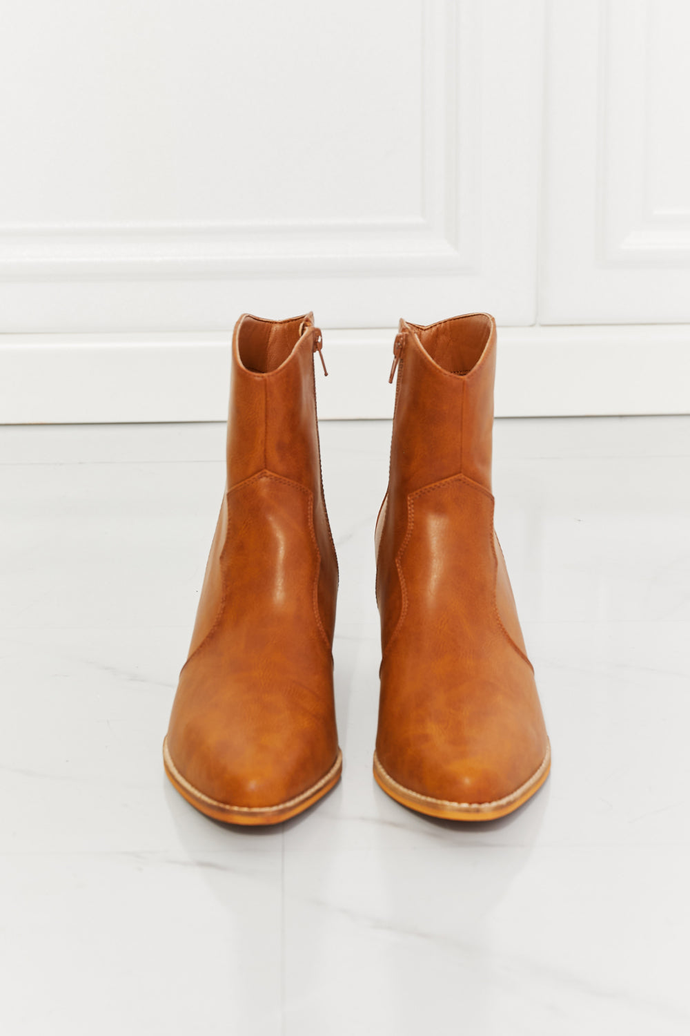 MMShoes Watertower Town Faux Leather Western Ankle Boots in Ochre - So•phis•ti•hood Boutique