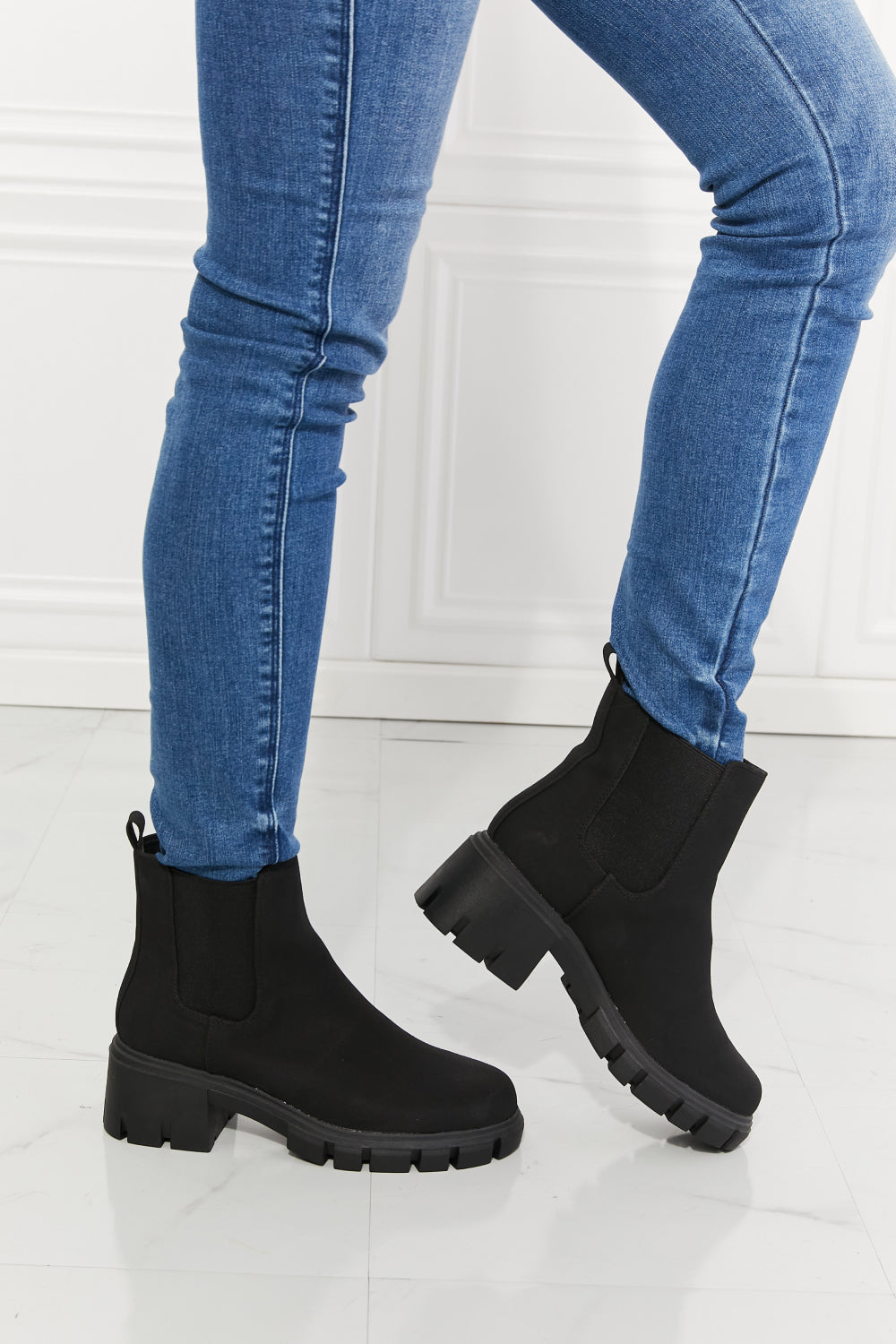 MMShoes Work For It Matte Lug Sole Chelsea Boots in Black - So•phis•ti•hood Boutique