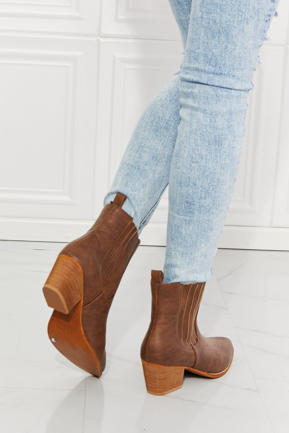 MMShoes Love the Journey Stacked Heel Chelsea Boot in Chestnut - So•phis•ti•hood Boutique