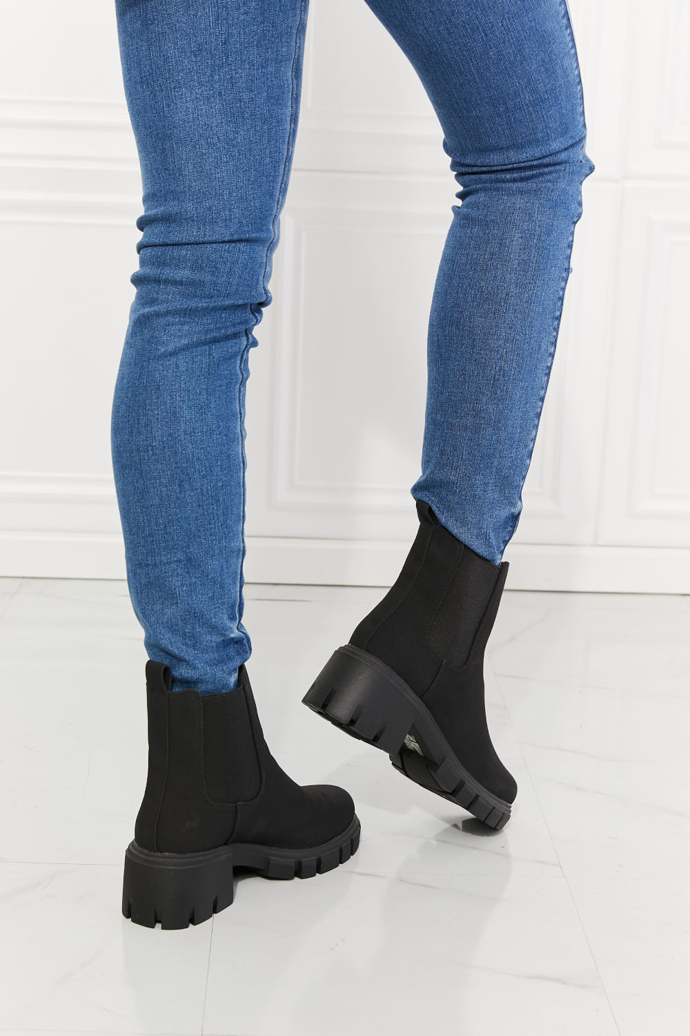 MMShoes Work For It Matte Lug Sole Chelsea Boots in Black - So•phis•ti•hood Boutique