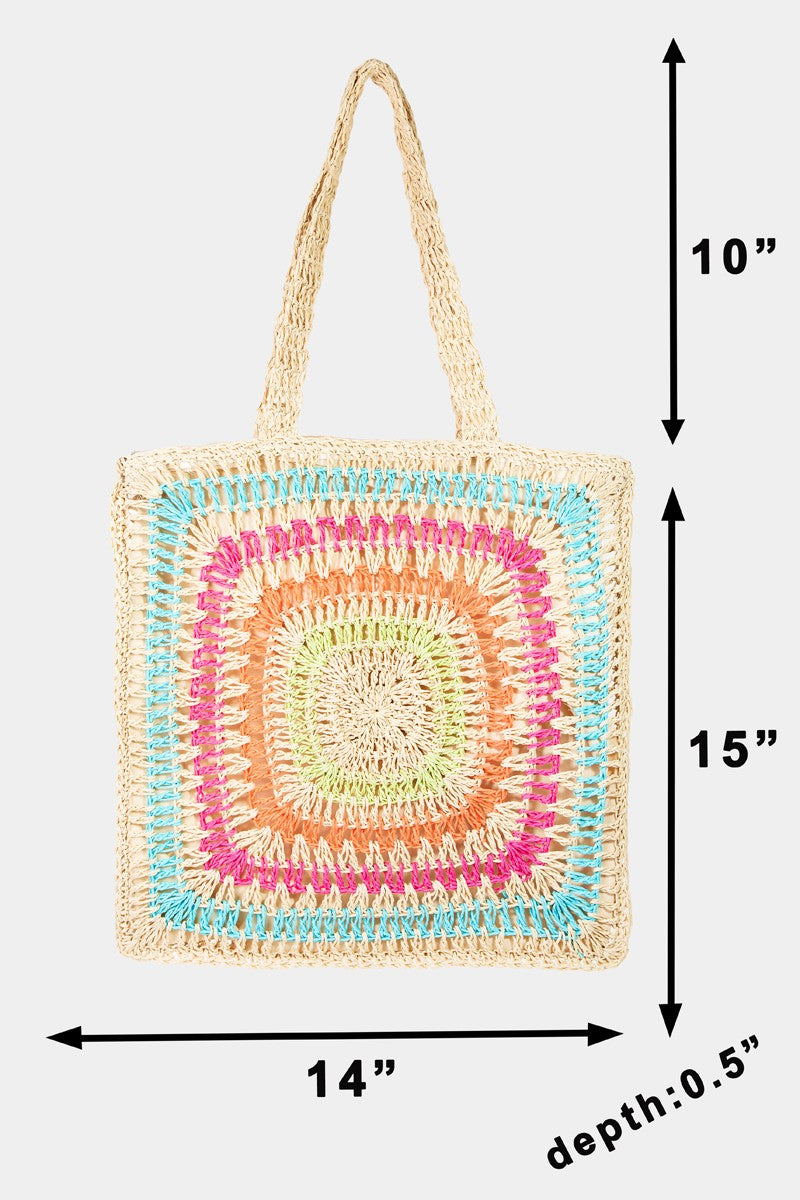 Fame Rainbow Crochet Knit Tote Bag - So•phis•ti•hood Boutique