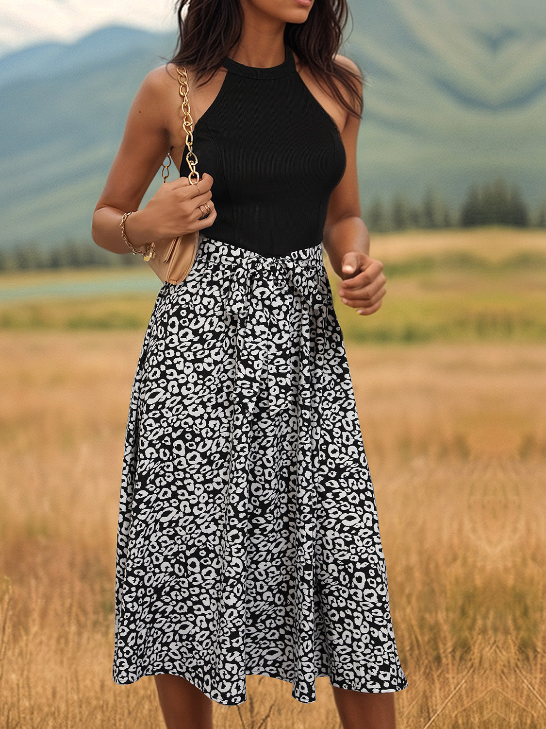 Leopard Halter Neck Midi Dress - So•phis•ti•hood Boutique