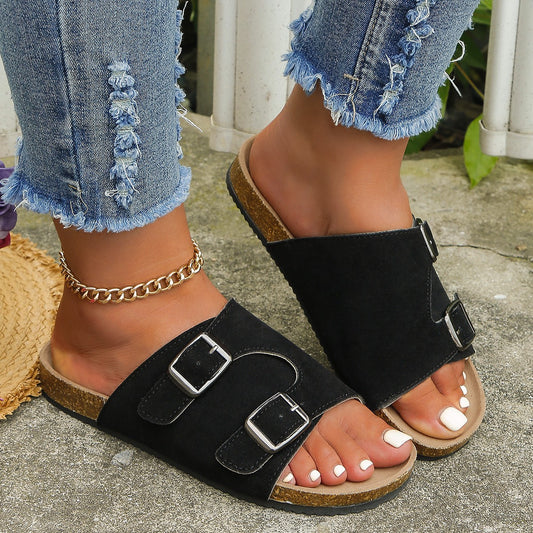 Metal Buckle Open Toe Sandals - So•phis•ti•hood Boutique