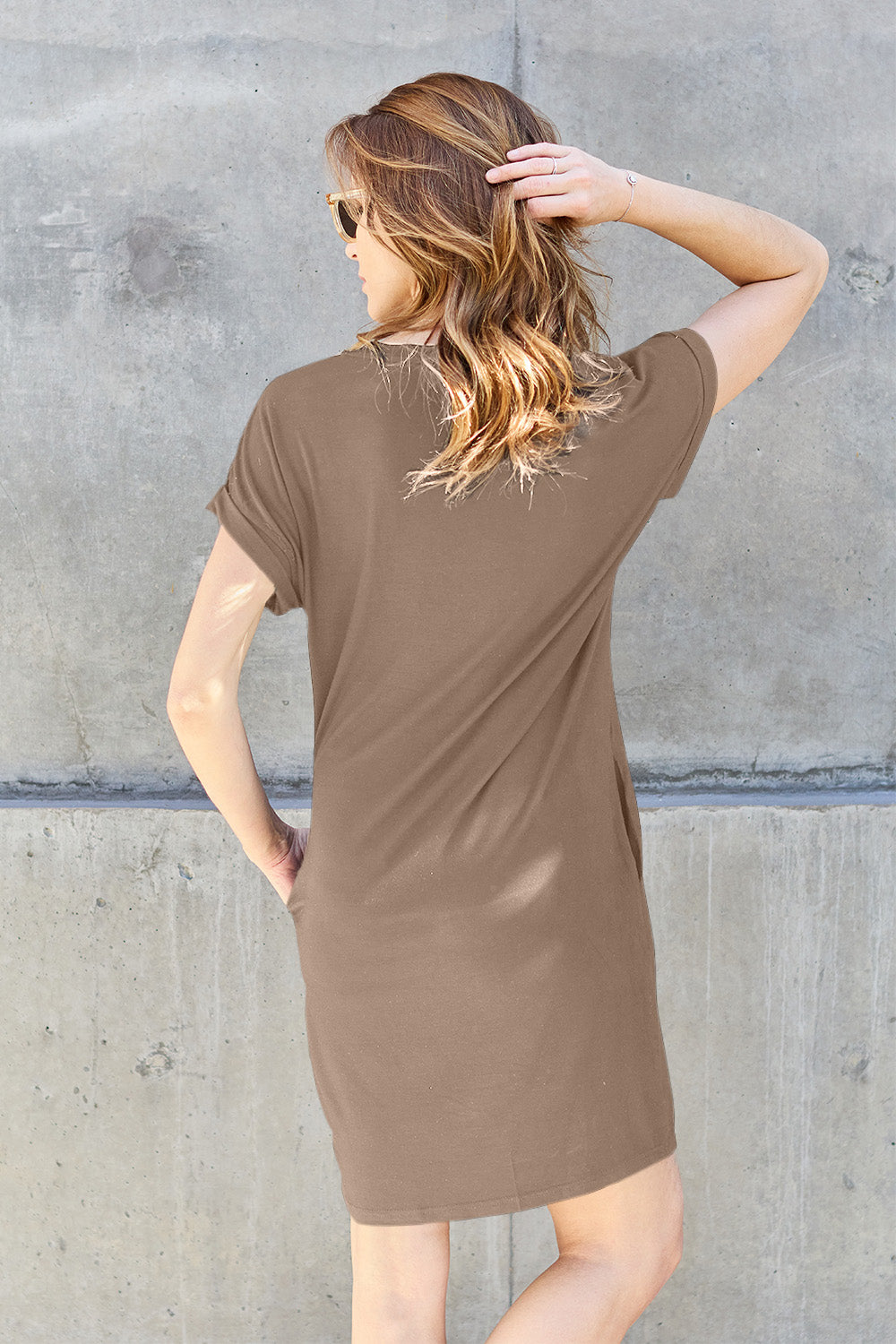 Basic Bae Full Size Round Neck Short Sleeve Dress with Pockets - So•phis•ti•hood Boutique