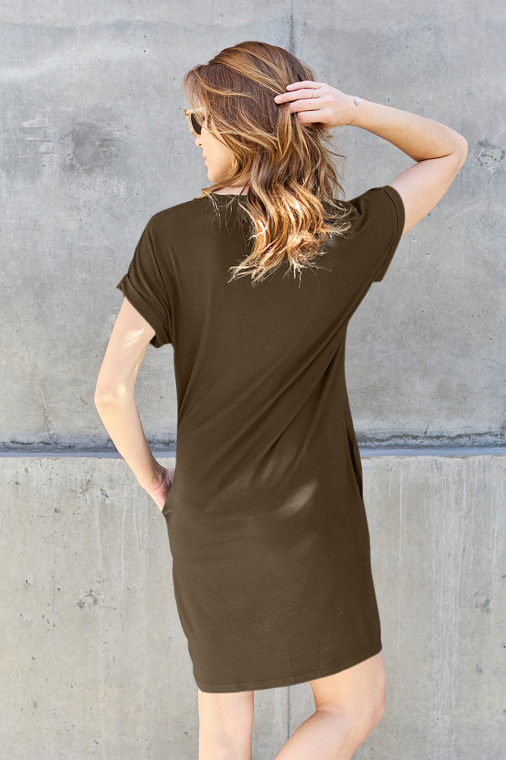 Basic Bae Full Size Round Neck Short Sleeve Dress with Pockets - So•phis•ti•hood Boutique