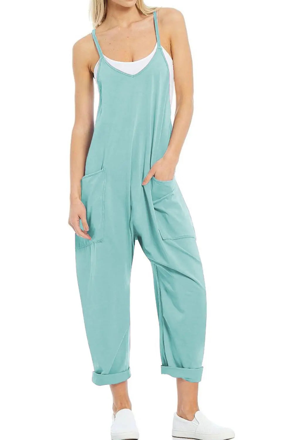 Spaghetti Strap Jumpsuit with Pockets - So•phis•ti•hood Boutique