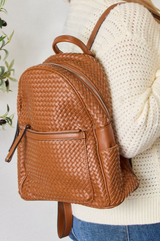 SHOMICO PU Leather Woven Backpack - So•phis•ti•hood Boutique