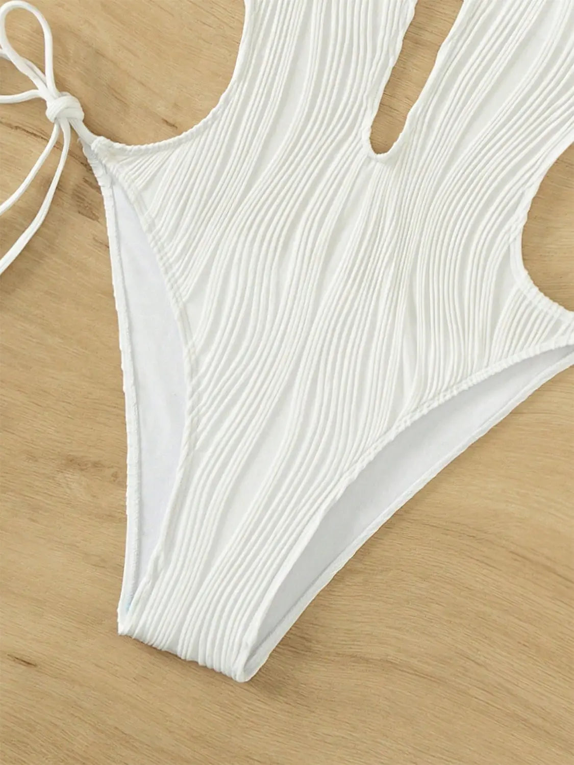 Textured Cutout Tied One-Piece Swimwear - So•phis•ti•hood Boutique