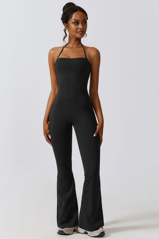 Halter Neck Flare Sport Jumpsuit - So•phis•ti•hood Boutique