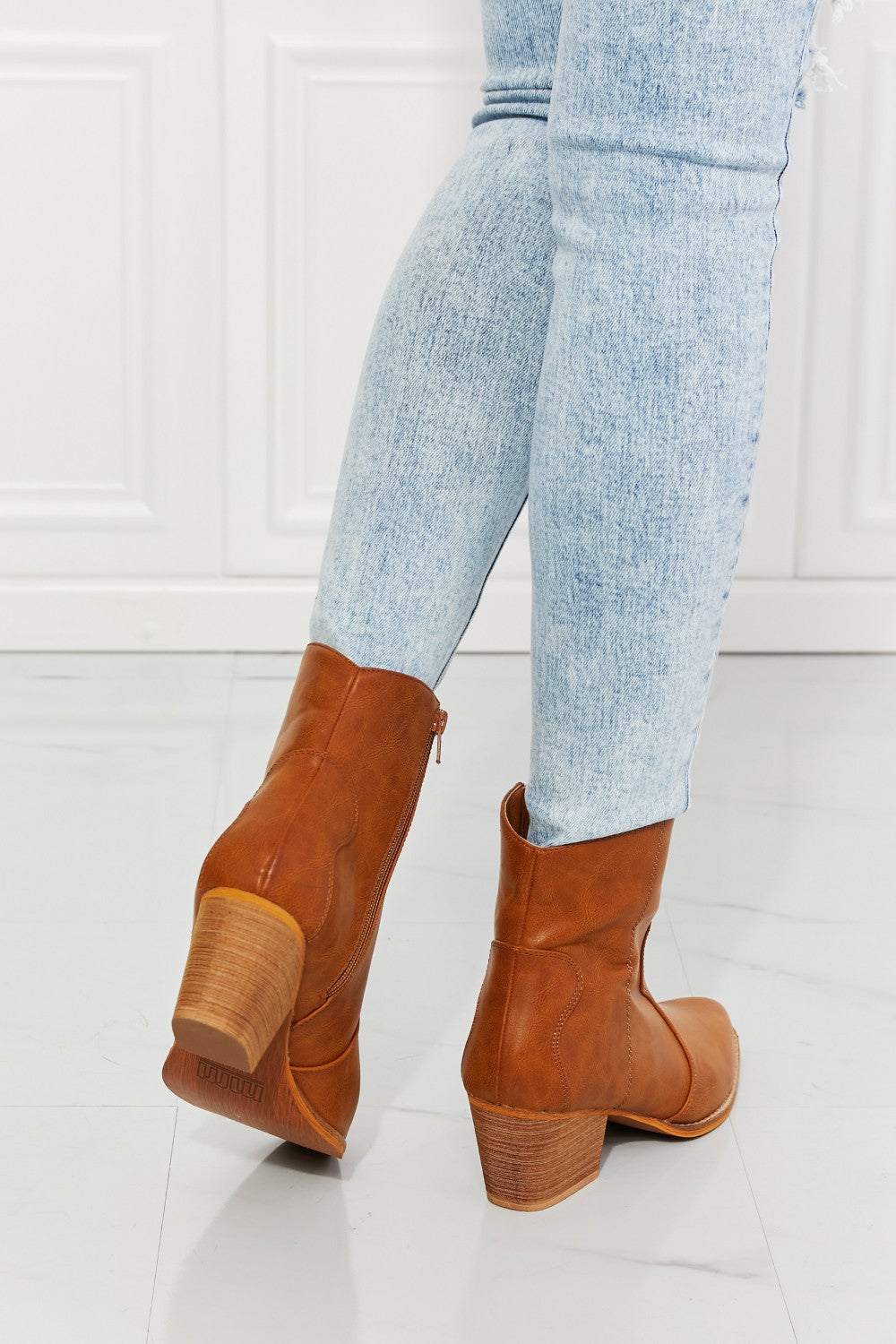 MMShoes Watertower Town Faux Leather Western Ankle Boots in Ochre - So•phis•ti•hood Boutique