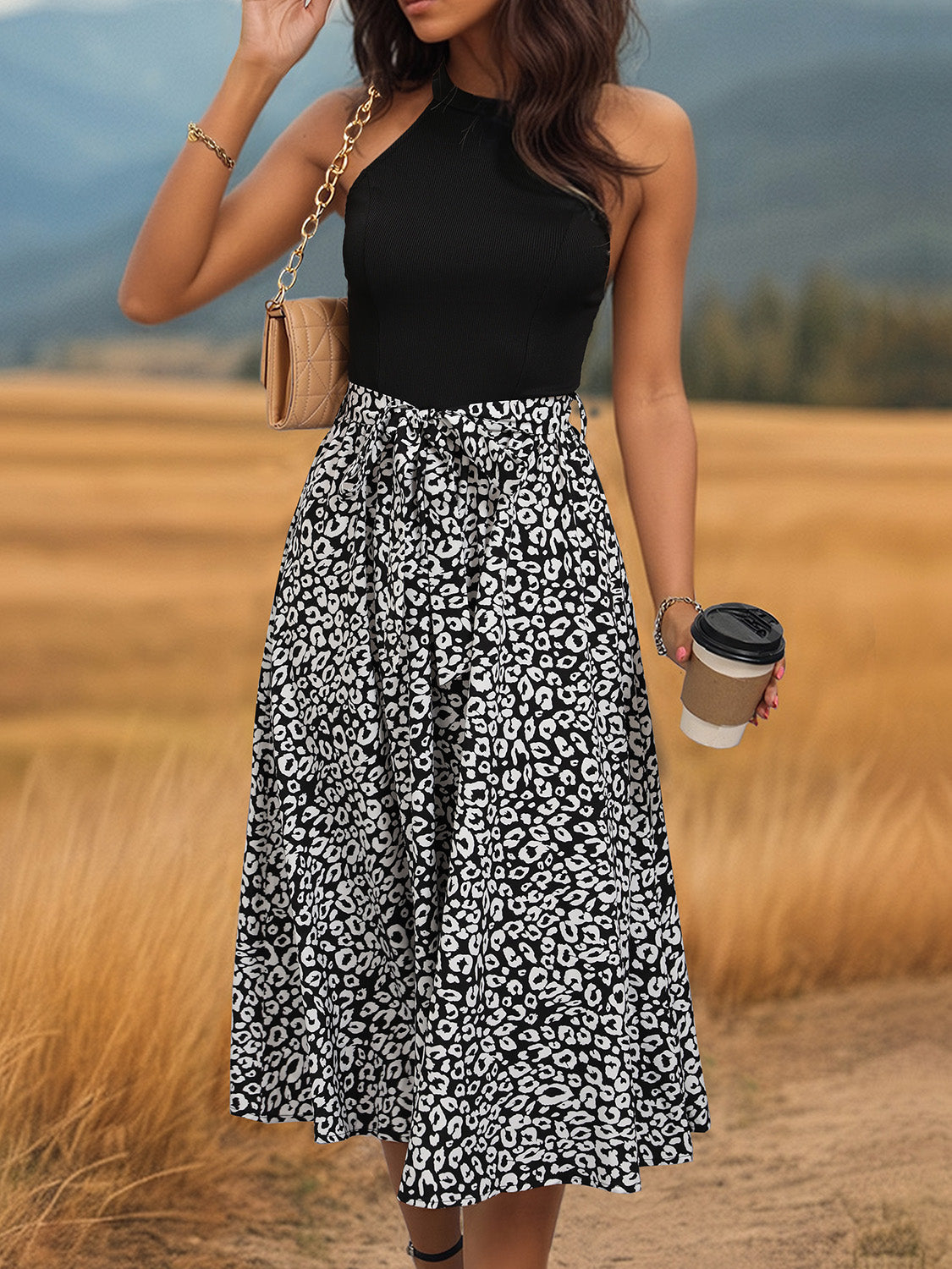 Leopard Halter Neck Midi Dress - So•phis•ti•hood Boutique