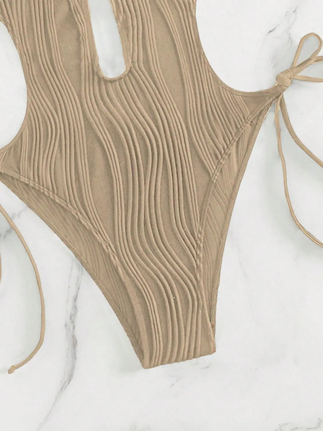 Textured Cutout Tied One-Piece Swimwear - So•phis•ti•hood Boutique