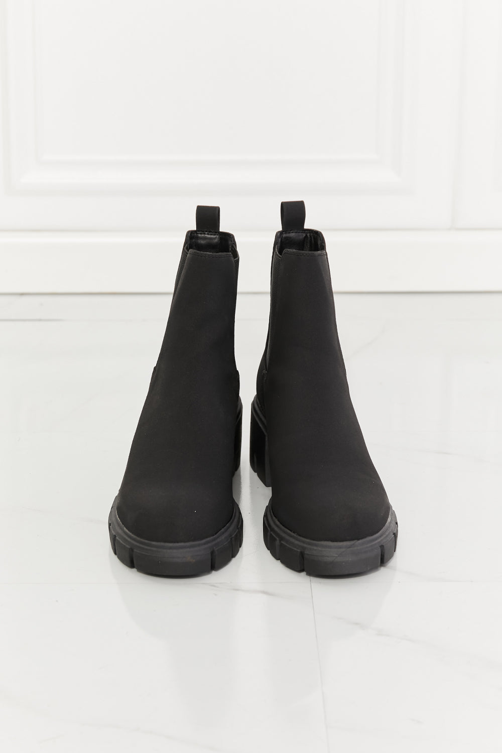 MMShoes Work For It Matte Lug Sole Chelsea Boots in Black - So•phis•ti•hood Boutique