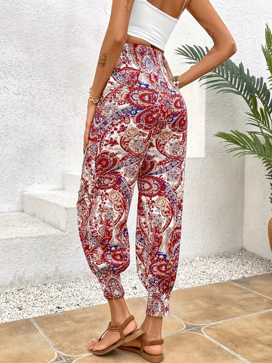 Tied Printed High Waist Pants - So•phis•ti•hood Boutique