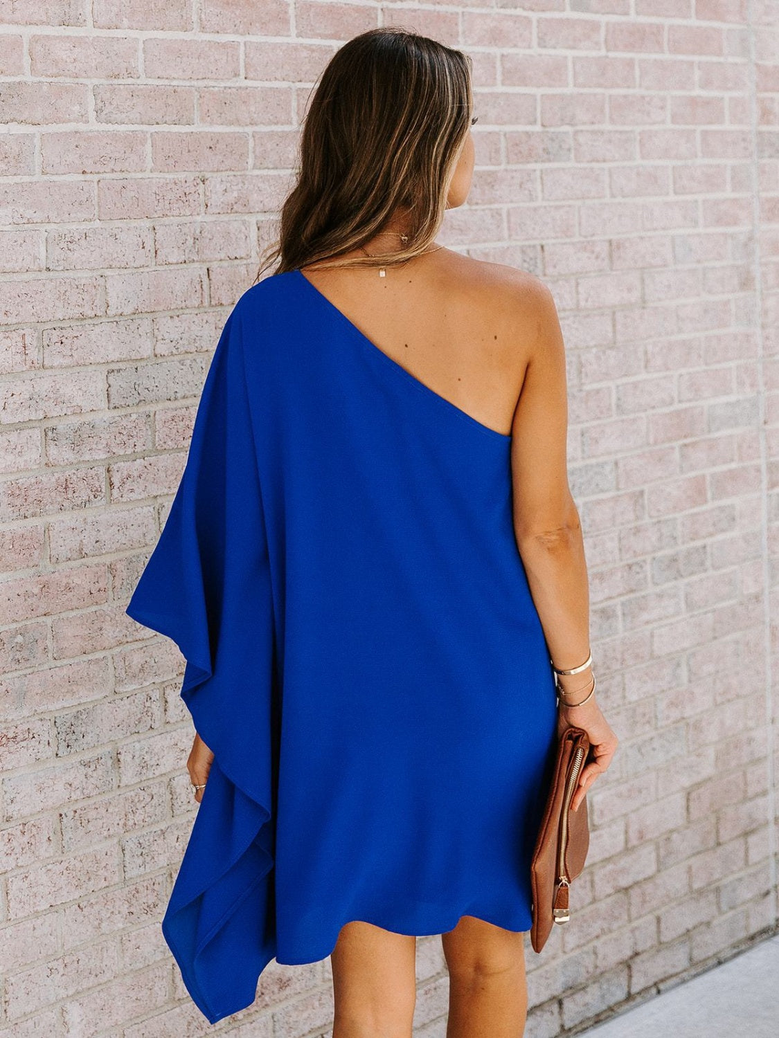 Single Shoulder Kimono Sleeve Mini Dress - So•phis•ti•hood Boutique