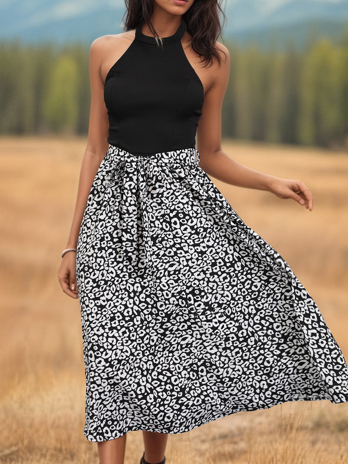 Leopard Halter Neck Midi Dress - So•phis•ti•hood Boutique