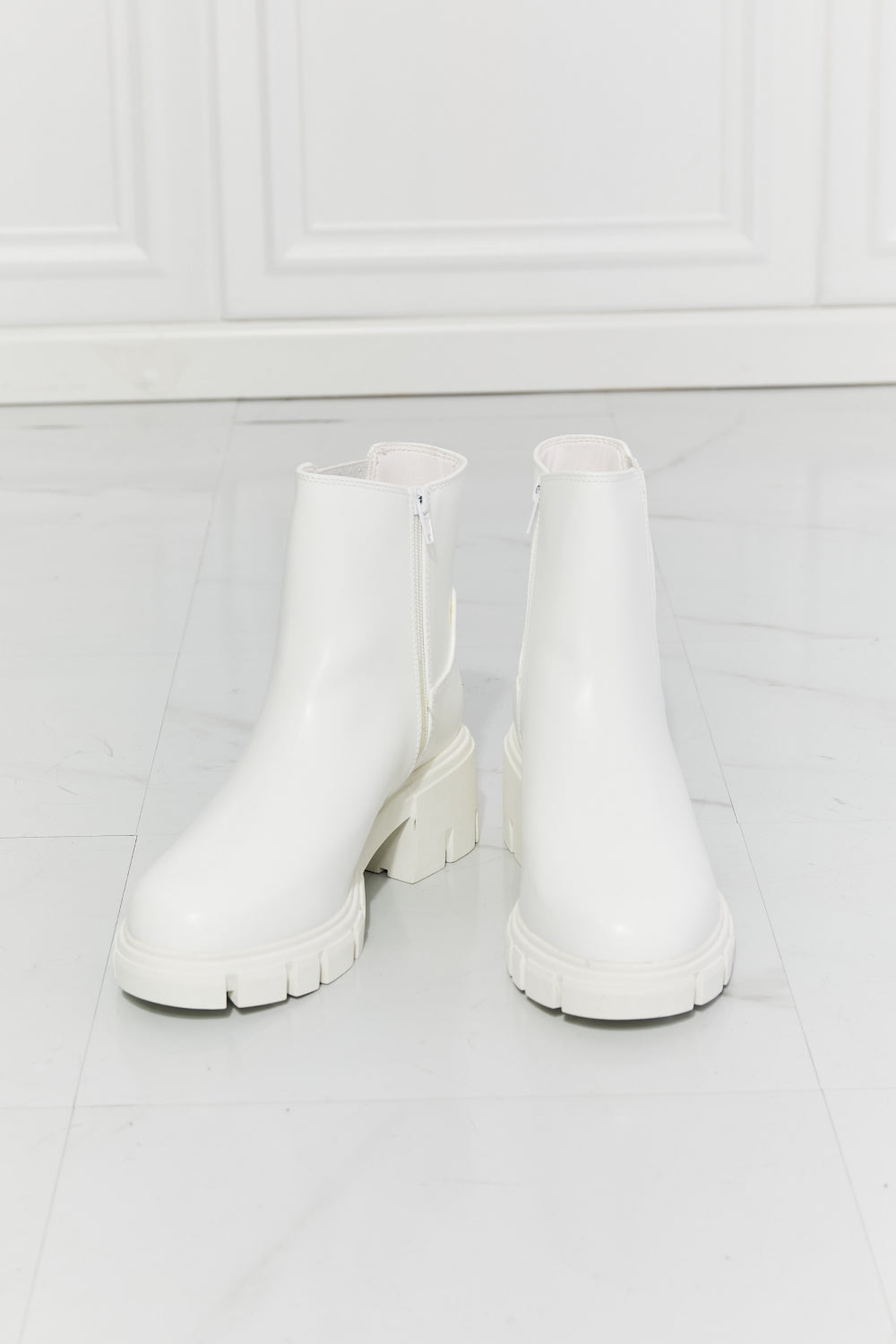 MMShoes What It Takes Lug Sole Chelsea Boots in White - So•phis•ti•hood Boutique