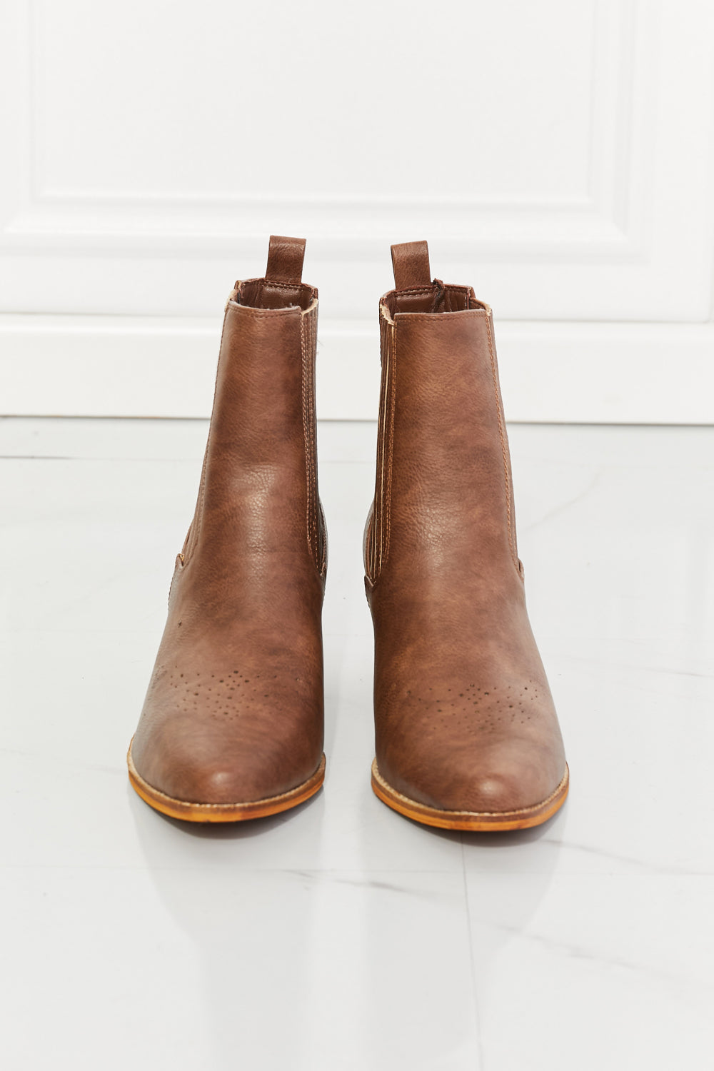 MMShoes Love the Journey Stacked Heel Chelsea Boot in Chestnut - So•phis•ti•hood Boutique