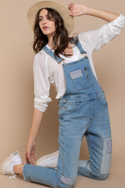 POL Front Chest Zipper Slim Leg Denim Overalls - So•phis•ti•hood Boutique