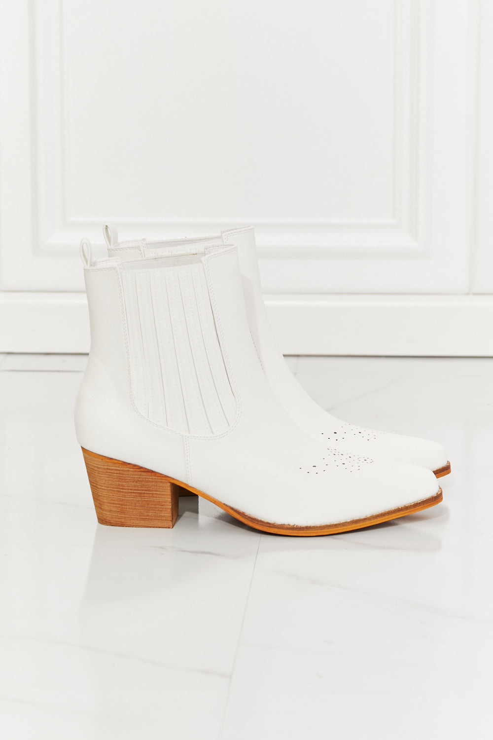 MMShoes Love the Journey Stacked Heel Chelsea Boot in White - So•phis•ti•hood Boutique