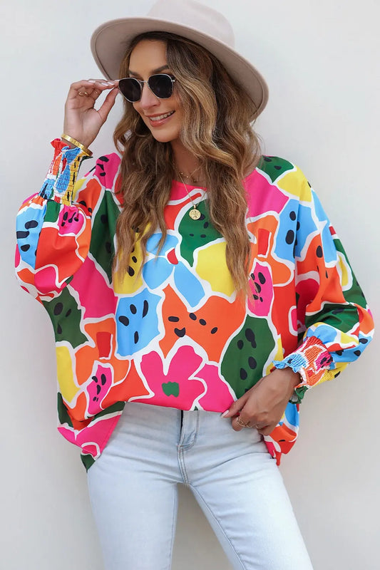 Abstract Lantern Sleeve Blouse - So•phis•ti•hood Boutique