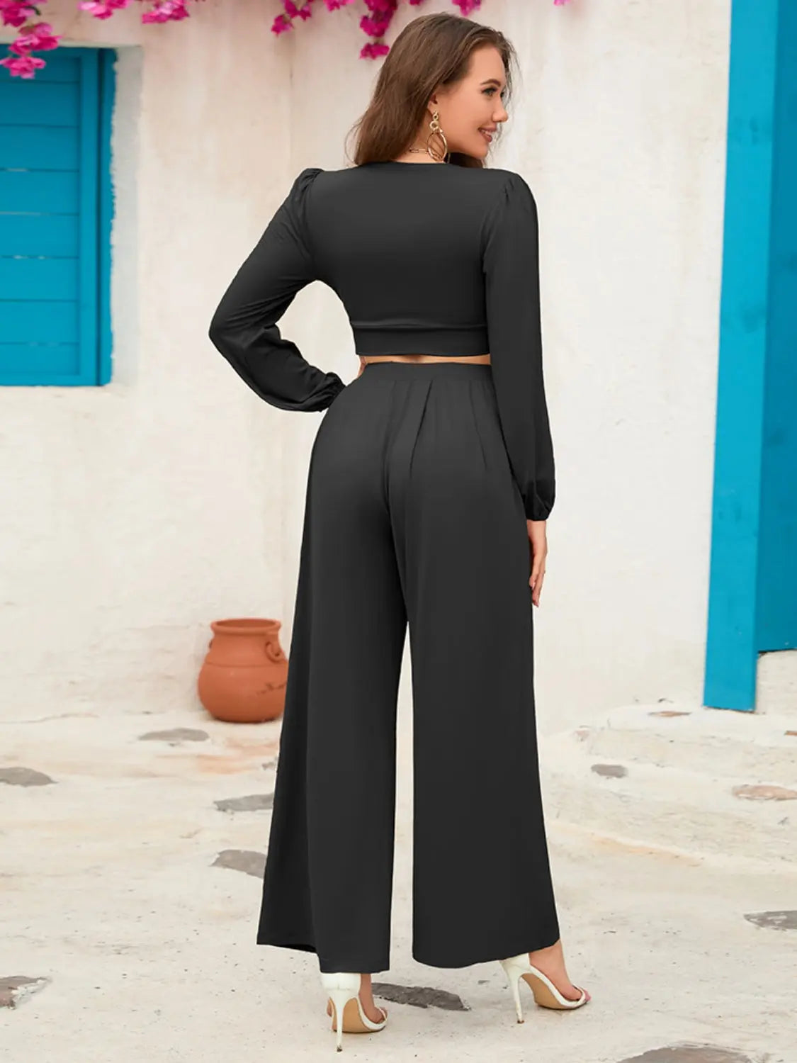 Surplice Top and Wide Leg Pants Set - So•phis•ti•hood Boutique