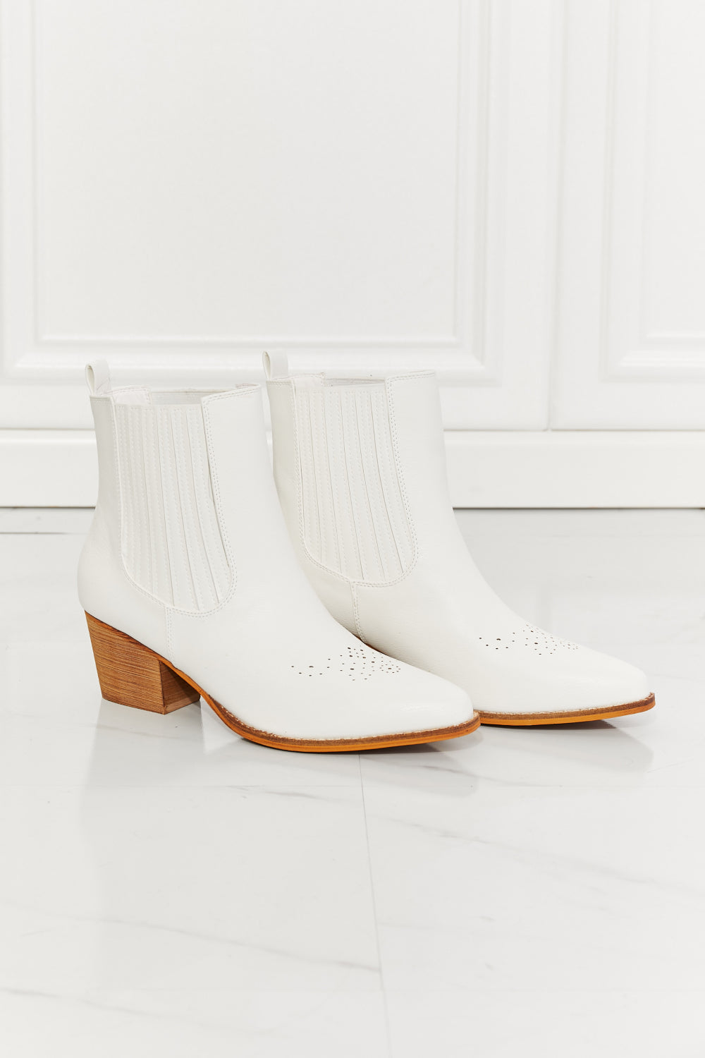 MMShoes Love the Journey Stacked Heel Chelsea Boot in White - So•phis•ti•hood Boutique